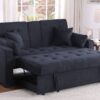 Cody II - Woven Fabric Convertible Sleeper Loveseat With Cup Holder, Charging Ports, Side Pocket, and Pocket Coil Seating - Dark Gray - Image 11