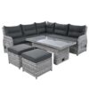 Outdoor Furniture Set Patio Rattan Furniture Set With An Adjustable Table, Recliners With Extendable Side Tables, And 2 Ottomans For Patio, Lawn, Backyard, Pool - Gray - Image 18