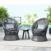 Modern Swivel Wicker Lounge Chair Set With Rattan And Iron Frame, Round Design - Gray - Image 15