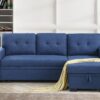 3 Piece Upholstered Sleeper Sofa - Blue - Image 11