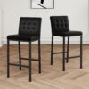 Modern Design High Stool With Metal Legs For Kitchen And Restaurant (Set of 2) - Black - Image 4