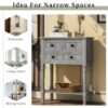 Narrow Console Table, Slim Sofa Table With Three Storage Drawers And Bottom Shelf For Living Room, Easy Assembly - Gray Wash - Image 7