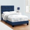 Twin Size Bed Upholstered Bedroom Frame Only - Navy Blue - Image 3