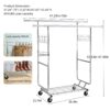Heavy Duty Double Clothing Garment Rack With Shelves - Silver - Image 3