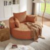 360° Swivel Chair Accent Barrel Chair Swivel Round Sofa Chair With 3 Removable Pillows For Living Room, Office And Hotel - Orange Red - Image 28