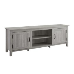 Modern Farmhouse 2 Door Grooved 70" TV Stand For 85" TVs - Stone Gray