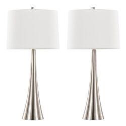 Diana - Contemporary Table Lamp (Set of 2) - Nickel / White