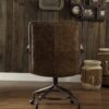 Harith - Vintage Top Grain Leather Office Chair - Brown - Image 5