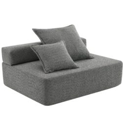Loveseat Frame For Oversized Modular U Shaped Sectional Floor Couch Convertible Compressed Couch, Spacious Foam Filled Sofa - Gray