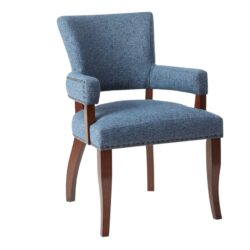 Arm Dining Chair With Brass Nail Head Detailing - Blue