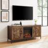 Modern Farmhouse Barn Door Fireplace TV Stand For TVs Up To 65” - Rustic Oak - Image 5