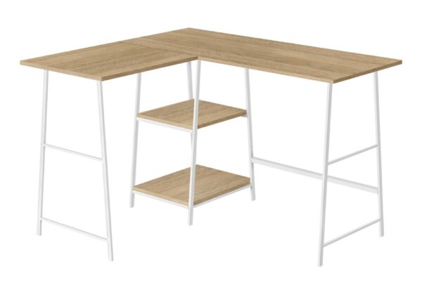 Computer Desk, Home Office, Corner, Storage Shelves, L-Shape, Work, Laptop, Contemporary, Modern - Natural