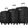 Softside Luggage Expandable 3 Piece Set Suitcase Upright Spinner Softshell Lightweight Luggage Travel Set - Black - Image 19