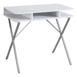 Computer Desk For Home Office, Laptop, Storage Shelves, Modern Convenient Design - White