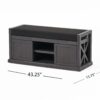 Wood Bench With 2 Open Shelves And Water Resistant Cushion - Dark Gray - Image 3