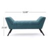 Modern Fabric Bench With Padded Seat And Wide U Shape Design - Teal - Image 3