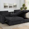 Ember - Sleeper Sectional With Reversible Storage Chaise, USB Charging Ports, And Cupholders - Black - Image 6
