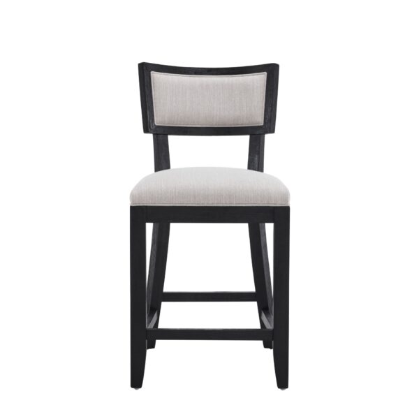 Counter Stools (Set of 2), Upholstered Counter Height Bar Stools With Comfy Back, Solid Rubber Wood Frame, Backrest, Footrest, Armless Barstools For Home Bar, Kitchen Counter - Beige / Black