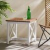 End Table, Farmhouse Side Table, Indoor Outdoor - Brown / White - Image 4