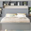 Queen Size Bed With All In One Cabinet, Shelf And Sockets - Gray - Image 17