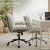 Oversize Seat Cirss Cross Chair With Wheels, Elegant Design Computer Chair, Adjustable Height 360 Degree Rolling Swivel Home Office Chair For Small Space, Dressing Room, Living Room - Gray - Image 4