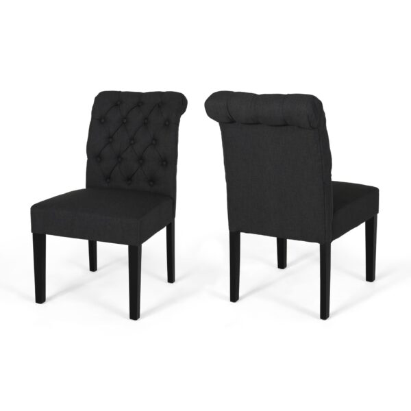 Broxton - Tuft Dining Rolltop Chairs With Button Tufted Backrest (Set of 2) - Dark Gray