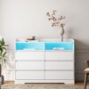 6 Drawer Dresser For Bedroom With LED Lights, Sturdy Frame - White - Image 4