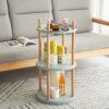 Storage Shelf, 360° Rotating Bookshelf, 3 Tier Bookcase With Large-Capacity Storage Space, Multifunctional Storage Rack, Compact Design For Living Room - Natural - Image 5