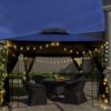 10 X 10 Ft Patio Gazebo Tent With Ventilated Double Roof And Mosquito Net Canopy For Backyard Or Garden - Gray - Image 3