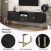 Modern TV Stand For TV Up To 70", TV Cabinet With 1 Drawer, 2 Cabinets And Metal Legs, Handles And Anti-Tip Device For Living Room - Black - Image 9