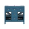 Bathroom Vanity With Resin Sink Combo, Frame Bathroom Storage Cabinet, Freestanding Vanity Set, 5 Drawers & Soft Closing Doors - Blue - Image 10