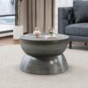 Sparling - Modern Iron Hourglass Coffee Table With Lipped Edge - Antique Silver - Image 5