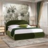 Archie - Queen Puffy Grounded Upholstered Platform Bed - Olive Green - Image 7
