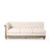 Comfy Large Sectional Sofa With Wooden Legs, Retro Style For Living Room - Beige - Image 3