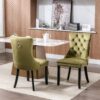 Nikki - Modern, High-End Tufted Solid Wood Contemporary Velvet Upholstered Dining Chair With Wood Legs Nailhead Trim (Set of 2) - Olive Green - Image 14