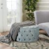 Elegant Ottoman With Plush Velvet Upholstery - Light Gray - Image 2