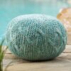 Deon - Knitted Pet Yarn Round Pouf With Classic Cable Knit Design - Aqua - Image 2