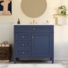 Bathroom Vanity With Top Sink, Modern Bathroom Storage Cabinet, 2 Drawers And A Tip-Out Drawer, Single Sink Bathroom Vanity - Blue - Image 2