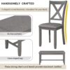 6 Piece Kitchen Dining Table Set Wooden Rectangular Dining Table, 4 Chairs And Bench Family Furniture - Gray - Image 7