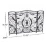 Mariella - Traditional Floral Iron Fireplace Screen With Ornate Design - Black / Brushed Silver - Image 4