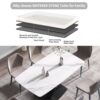 63" Modern Artificial Stone Dining Table, 6 People - White / Black - Image 6