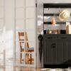 Minimalist 4 Door Shoe Cabinet With Coat Rack, Spacious Top, 3 Drawers, 8 Shelves, Metal Hooks And Handles For Hallway - Black - Image 10