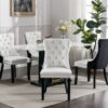 Nikki - Modern, High-End Tufted Solid Wood Contemporary And Velvet Upholstered Dining Chair With Wood Legs Nailhead Trim (Set of 2) - White / Black - Image 18