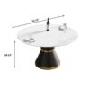 53.15" Modern Artificial Stone Round Carbon Steel Base Dining Table, Can Accommodate 6 People -White / Black - Image 10