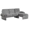 Convertible Futon Sofa Bed Futon Sofa Couch With An Adjustable Backrest, A Reversible Chaise Lounge And 2 Removable Armrest Pillows For Living Room - Gray - Image 14