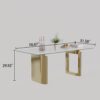 Thick Sintered Stone Composite Tempered Glass Top Rectangular Dining Table With Stainless Steel Base - Gold - Image 5