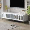 Modern TV Stand For Up To 70" TV, Entertainment Center TV Media Console Table, With 3 Shelves And 2 Cabinets, TV Console Cabinet Furniture For Living Room - White - Image 6