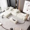 Modern Oversized Modular Sectional Sofa, Sparkling Fabric Soft Cushion Sofa With 6 Pillows, 6 Pieces Diy Combination Tufted Sofa, No Assembly Required - Beige - Image 11