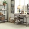 Gorden - Weathered Antique Metal Writing Desk - Oak - Image 5