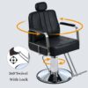 Premium Reclining Barber Chair Salon Chair For Hair Stylist With Heavy Duty Hydraulic Pump, 360° Rotation, Tattoo Chair Shampoo Beauty Salon Equipment, Max Load Weight 400 Lbs - Black - Image 5